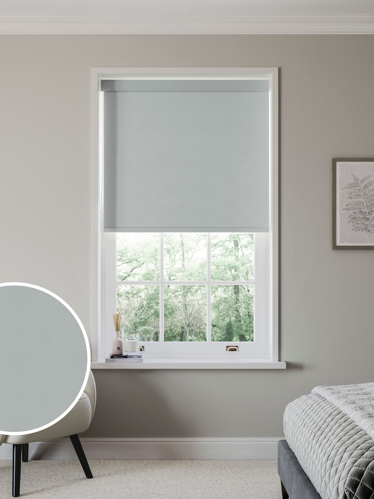Grey Plain Blackout Made to Measure Roller Blind - Image 1 of 6