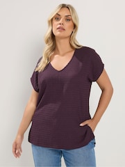 Yours Curve Purple Textured Grown On T-Shirt - Image 1 of 7