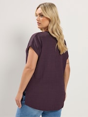 Yours Curve Purple Textured Grown On T-Shirt - Image 2 of 7