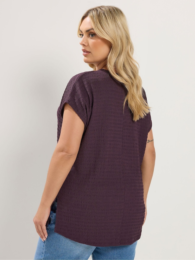 Yours Curve Purple Textured Grown On T-Shirt - Image 2 of 7 Yours Curve Purple Textured Grown On T-Shirt - Image 2 of 7