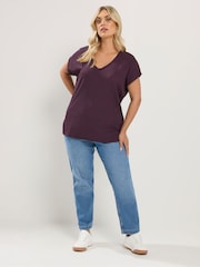 Yours Curve Purple Textured Grown On T-Shirt - Image 3 of 7