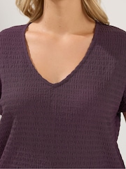 Yours Curve Purple Textured Grown On T-Shirt - Image 4 of 7
