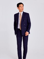 MOSS Blue Slim Check Jacket - Image 3 of 4