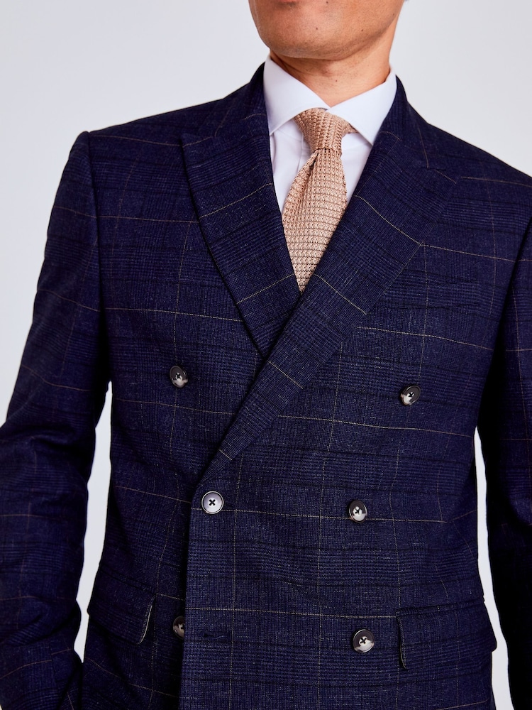 MOSS Blue Slim Check Jacket - Image 4 of 4