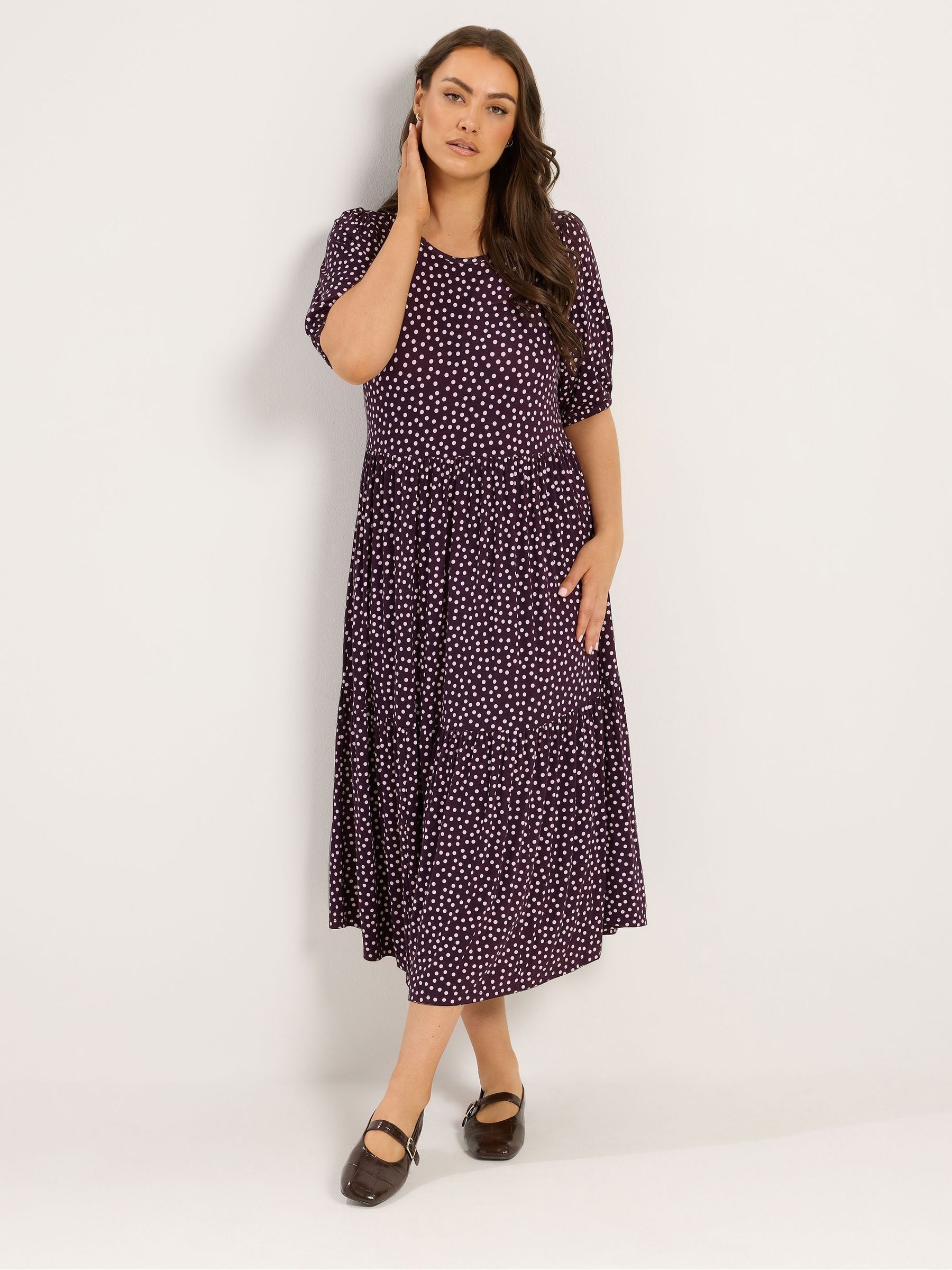 Yours Women's Purple Polka Dot Maxi Dress In | Size: 34/36 - Image 2