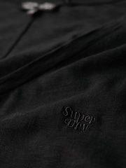 Superdry Black Slub Embroidered Relaxed V-Neck T-Shirt - Image 14 of 15