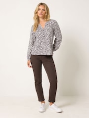 M&Co Purple Petite Ditsy Half Placket Top - Image 2 of 6