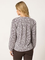 M&Co Purple Petite Ditsy Half Placket Top - Image 3 of 6