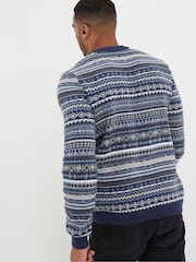 FatFace Blue Fairisle Crew Jumper - Image 3 of 5