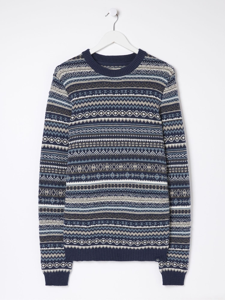 FatFace Blue Fairisle Crew Jumper - Image 5 of 5
