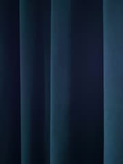 Navy Blue Matte Velvet Door Eyelet Curtains - Image 3 of 6