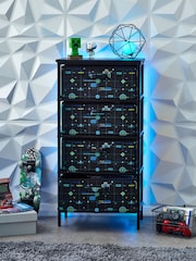 Black Gaming Kids Printed Fabric Chest of Drawers - Image 1 of 9