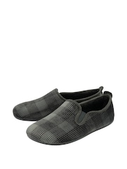 Lotus Grey Check-Print Full Slippers - Image 2 of 4