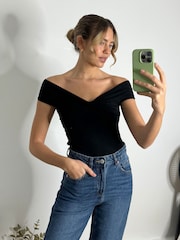 Style Cheat Black Ely Bardot Top - Image 1 of 4