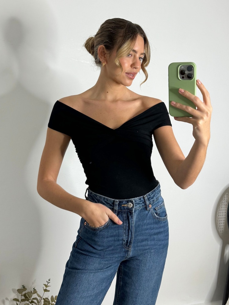 Style Cheat Black Ely Bardot Top - Image 1 of 4 Style Cheat Black Ely Bardot Top - Image 1 of 4