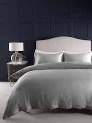 Silver Grey Collection Luxe 300 Thread Count 100% Cotton Sateen Satin Stitch Luxury Duvet Cover And Pillowcase Set - Image 1 of 6