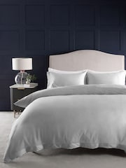 Silver Grey Collection Luxe 300 Thread Count 100% Cotton Sateen Satin Stitch Luxury Duvet Cover And Pillowcase Set - Image 2 of 6