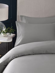 Silver Grey Collection Luxe 300 Thread Count 100% Cotton Sateen Satin Stitch Luxury Duvet Cover And Pillowcase Set - Image 3 of 6
