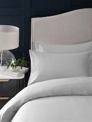 Silver Grey Collection Luxe 300 Thread Count 100% Cotton Sateen Satin Stitch Luxury Duvet Cover And Pillowcase Set - Image 4 of 6