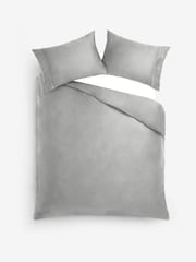 Silver Grey Collection Luxe 300 Thread Count 100% Cotton Sateen Satin Stitch Luxury Duvet Cover And Pillowcase Set - Image 6 of 6