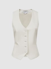 Reiss Off White Mila Tailored Fit Wool Suit Waistcoat - Image 2 of 5