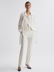 Reiss Off White Mila Tailored Fit Wool Suit Waistcoat - Image 3 of 5