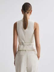 Reiss Off White Mila Tailored Fit Wool Suit Waistcoat - Image 4 of 5