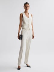 Reiss Off White Mila Tailored Fit Wool Suit Waistcoat - Image 5 of 5