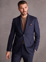 Blue Slim Fit Signature Tollegno Italian Wool Suit Jacket - Image 1 of 10