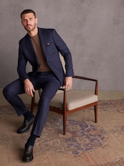 Blue Slim Fit Signature Tollegno Italian Wool Suit Jacket - Image 2 of 10