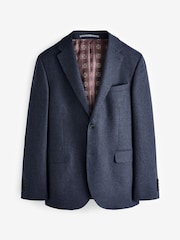Blue Slim Fit Signature Tollegno Italian Wool Suit Jacket - Image 6 of 10
