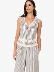 Amy Lynn Green Anais Stripe Cotton Broderie Frill Top - Image 1 of 6