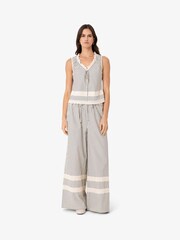 Amy Lynn Green Anais Stripe Cotton Broderie Frill Top - Image 3 of 6