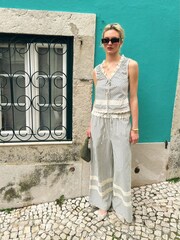 Amy Lynn Green Anais Stripe Cotton Broderie Frill Top - Image 4 of 6