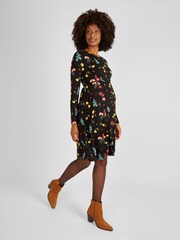 JoJo Maman Bébé Black Floral Maternity & Nursing Dress - Image 1 of 4