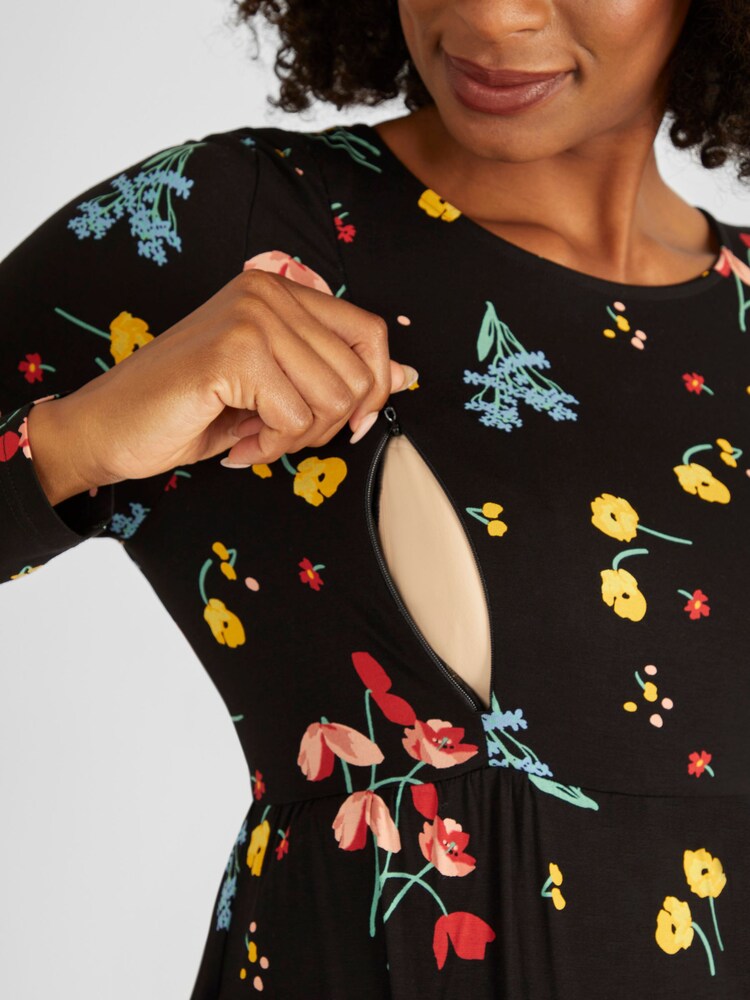 JoJo Maman Bébé Black Floral Maternity & Nursing Dress - Image 4 of 4