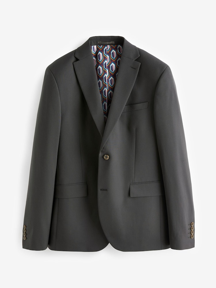 Gris de charbon de bois - Slim Fit (Slim Fit) - Veste de costume stretch Motionflex - Image 6 of 11