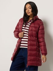 M&Co Red Petite Padded Hooded Coat - Image 1 of 6