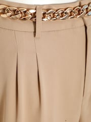 Camel - Quiz Hose aus Webmaterial mit weitem Bein und Kettengürtel, Braun - Bild 4 von 4