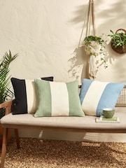Sage Green 50 x 50cm Rocco Stripe Indoor/Outdoor Cushion - Image 3 of 6