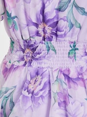 Quiz Purple Chiffon Floral Dip Hem Tiered Midaxi Dress - Image 5 of 5