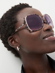 Tortoiseshell Brown Large Frame Sparkle Sunglasses - Image 2 of 6