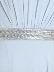 Quiz Light Blue Chiffon Maxi Bridesmaid Dress with Sequin Belt - Image 7 of 8