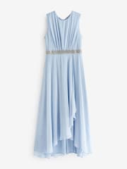 Quiz Light Blue Chiffon Maxi Bridesmaid Dress with Sequin Belt - Image 8 of 8