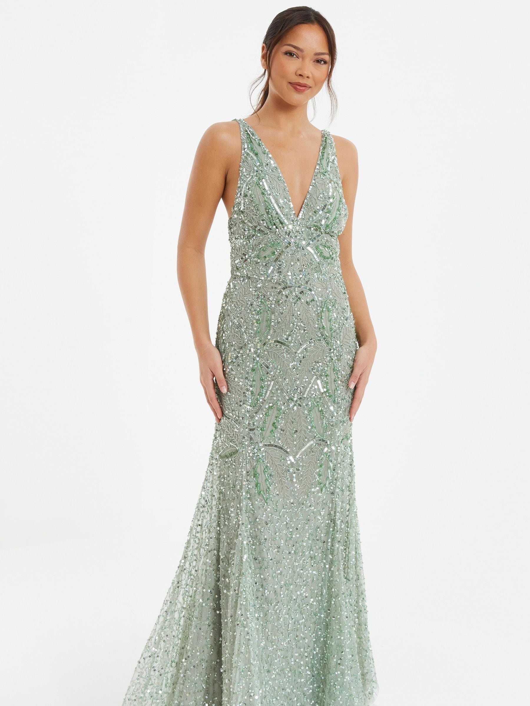 Quiz green sequin dress online