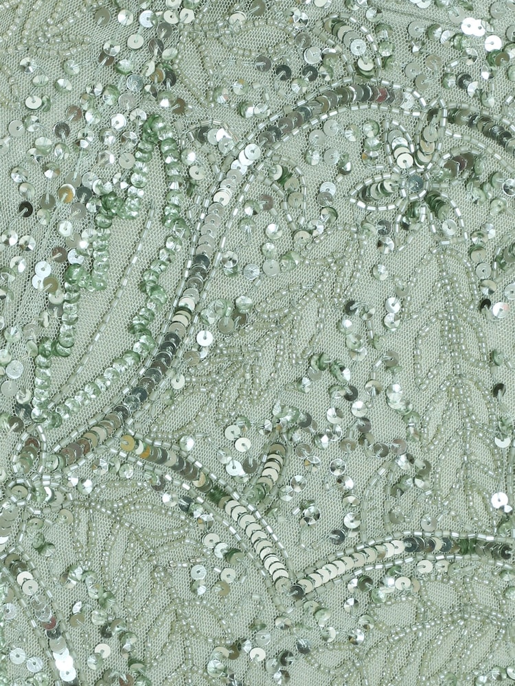 Quiz Green Sequin Strappy Maxi Dress - Image 4 of 4