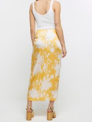 River Island Orange Floral Print Wrap Midi Skirt - Image 3 of 5