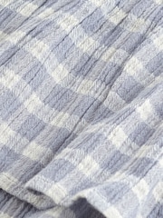 Blue Checked Cheesecloth Ruched 100% Cotton Top - Image 6 of 6