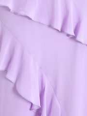 Quiz Purple Cold Shoulder Maxi Dress with Frills - Image 4 of 4