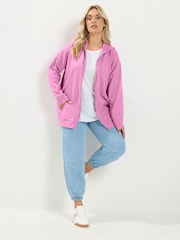 Yours Curve Pink Zip Through Raglan Hoodie - Image 3 of 7